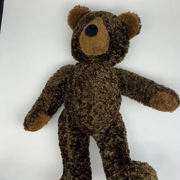 LL Bean Brown Plush Bear 16" Articulated Arms Legs Curly Poly Fur DCI Keene NH - Picture 7 of 9